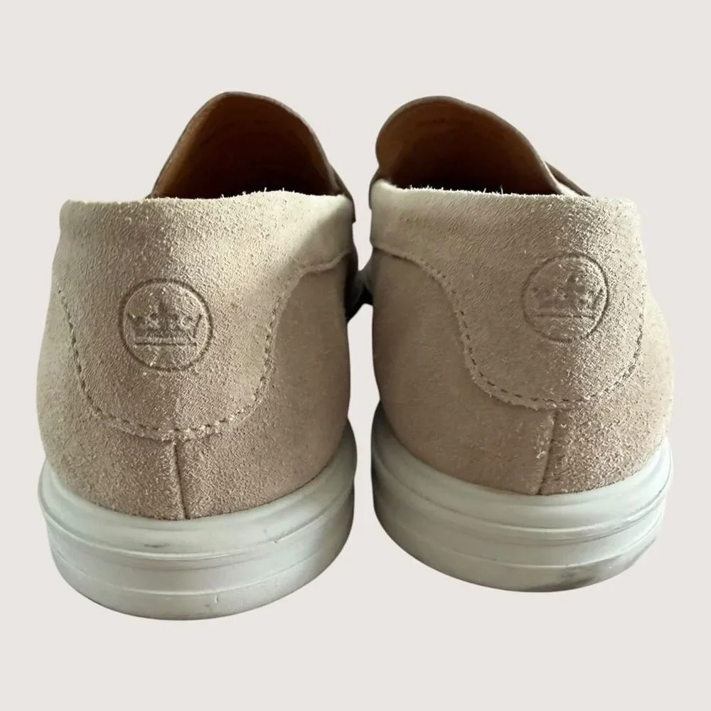 Peter Millar Crown Suede Penny Loafers Men’s 8M Tan Beige Made in Brazil
